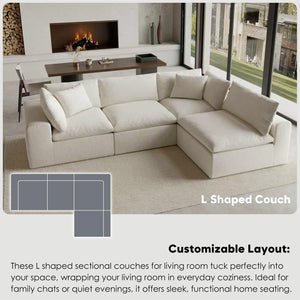 130" Oversized L-Shaped Modular Sectional Sofa