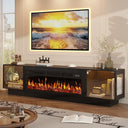 80" Fireplace TV Stand with RGB LED & Glass Doors