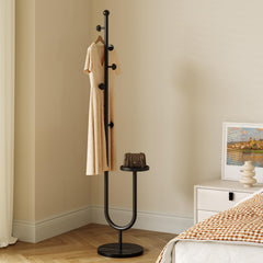 Metal Coat Rack with Marble Base & Storage Tray