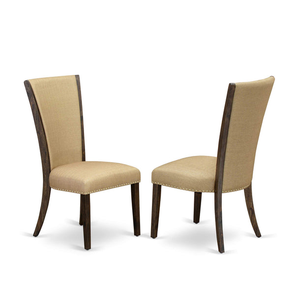 7-Piece Round Dining Table Set with 6 Upholstered Chairs