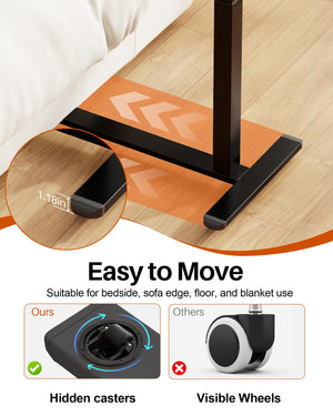 Pneumatic Height Adjustable Overbed Table with Wheels