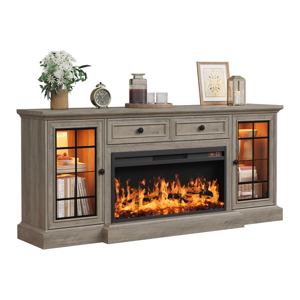 Fireplace TV Stand with Electric Fireplace, 70" Entertainment Center