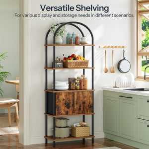 5-Tier Arched Bookshelf with 2 Drawers