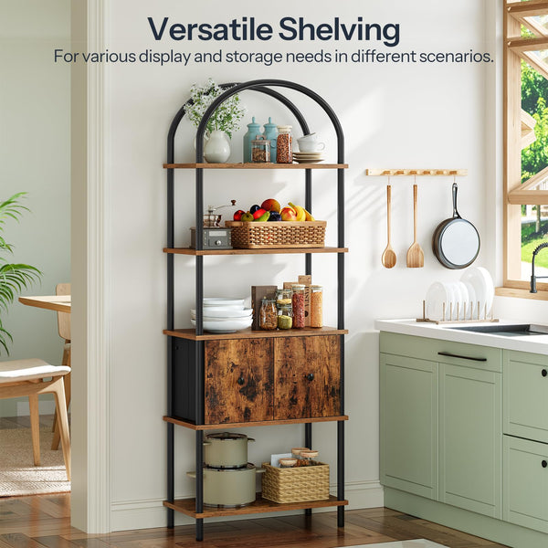 5-Tier Arched Bookshelf with 2 Drawers