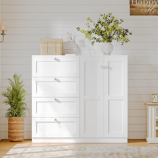 Armoire Wardrobe Closet with 4 Drawers & 2 Doors