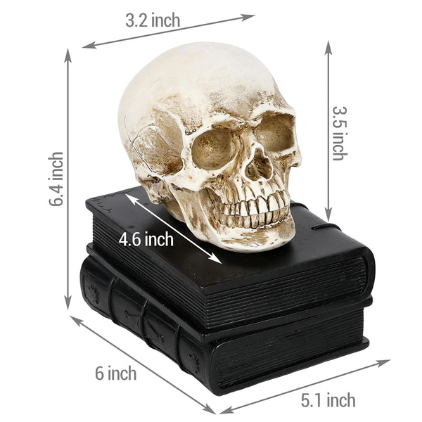 Skull Bookends Gothic Resin Skeleton Head