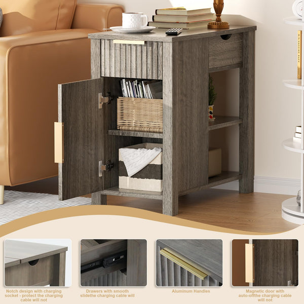 End Table with Charging Station & Storage