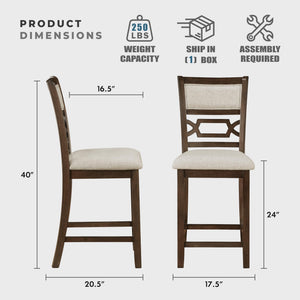 5-Piece Counter Height Dining Set with Storage Shelf