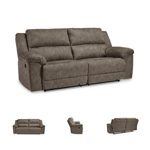 Grey Faux Leather Reclining Sofa
