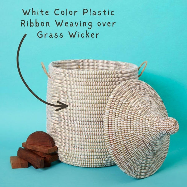 Handwoven Storage Basket with Removable Lid