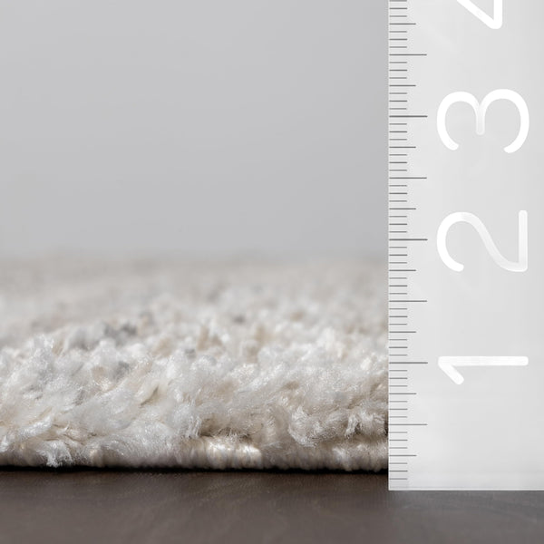 Ivory Shag Tasseled Area Rug 9x12