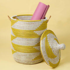 Wicker Storage Basket with Lid and Handles