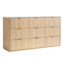 9-Drawer Wide Dresser with Faux Travertine Top