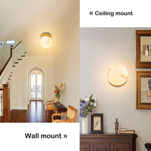 Gold Globe Wall Sconce with Marble Resin Shade