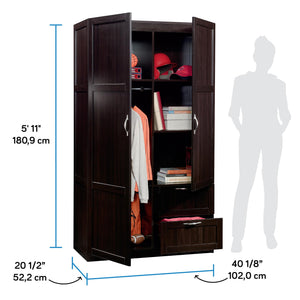 Wardrobe Storage Cabinet with Drawers and Hanging Rail