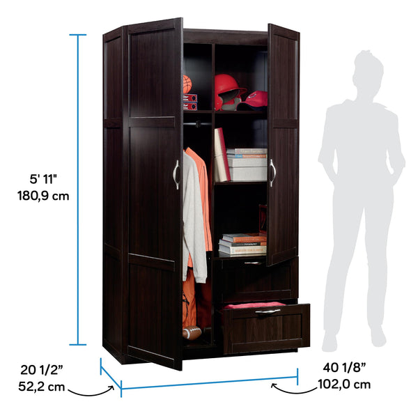 Wardrobe Storage Cabinet with Drawers and Hanging Rail