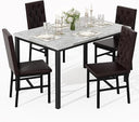 5-Piece Faux Marble Dining Table Set with Button-Tufted Chairs