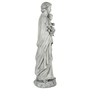 St. Joseph Holding Child Garden Statue – Resin Stone, 20"H