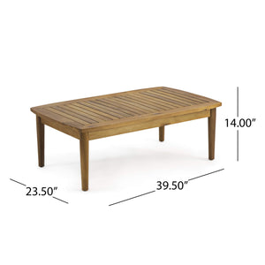 Outdoor Acacia Wood Loveseat Set with Coffee Table