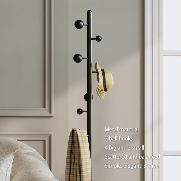 Metal Coat Rack Freestanding with 7 Hooks