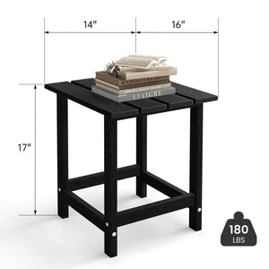 Kromax Outdoor Side Table, Adirondack Square Patio Table, Easy Maintenance & Weather Resistant, HDPE End Table for Backyard, Pool, Patio, Porch, Black