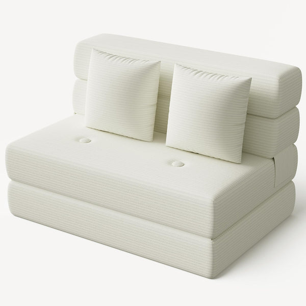 Convertible Folding Sofa Bed Sleeper Chair – Corduroy Floor Couch with Pillow