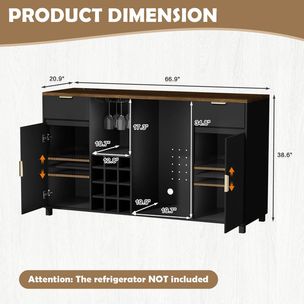 Large Coffee Bar Cabinet with Fridge Space