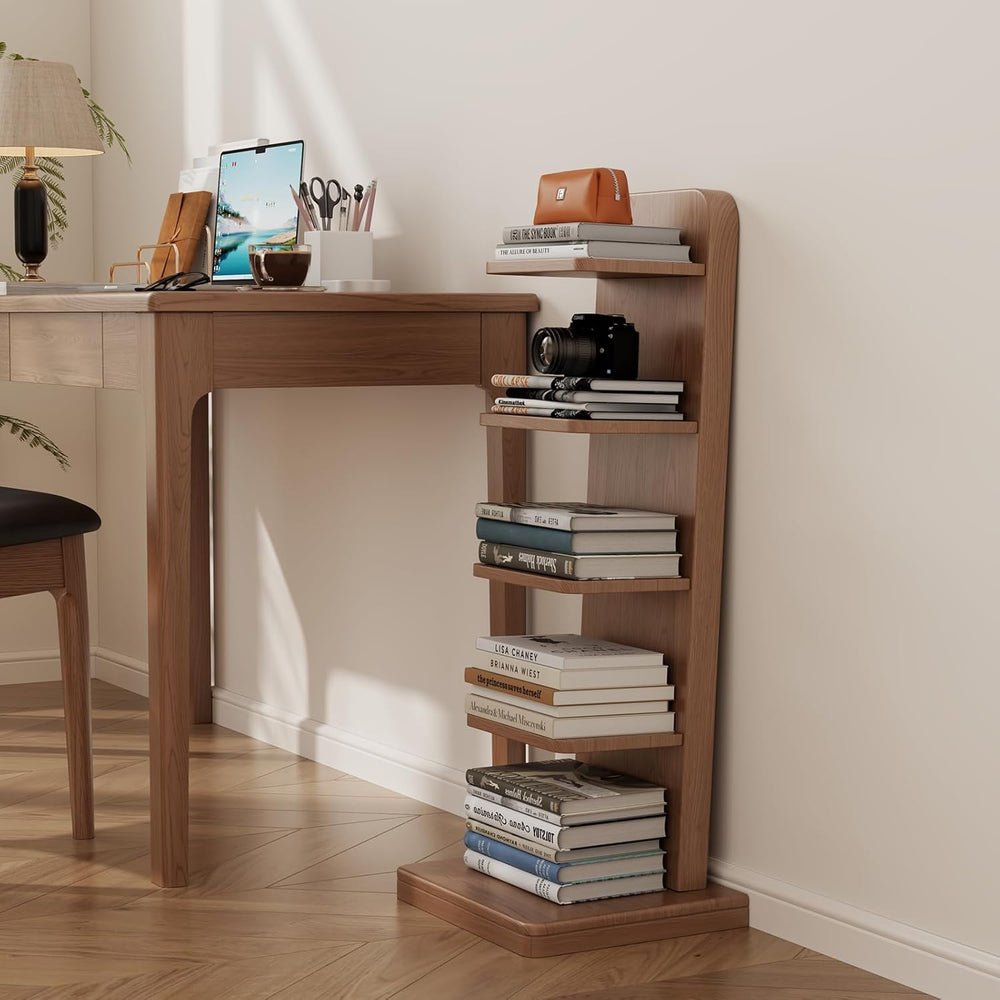 5-Tier Solid Wood Narrow Bookshelf