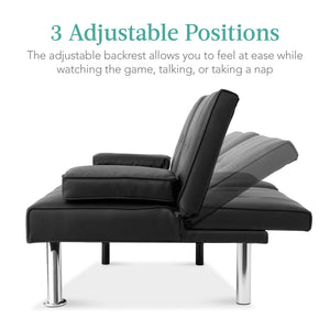 Convertible Futon Sofa Bed with Removable Armrests