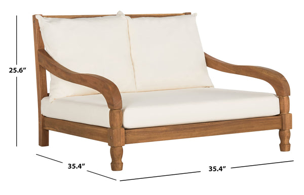 Outdoor Acacia Wood Loveseat with Cushion