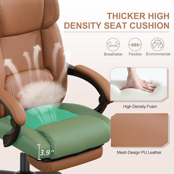 Reclining Office Chair with Footrest & Lumbar Support