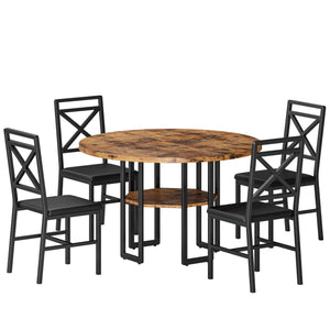 5-Piece Round Dining Table Set with 4 Chairs, 47-Inch