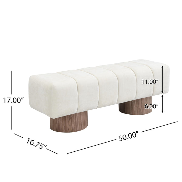 50" Chenille Fabric Upholstered Dining Bench for 2
