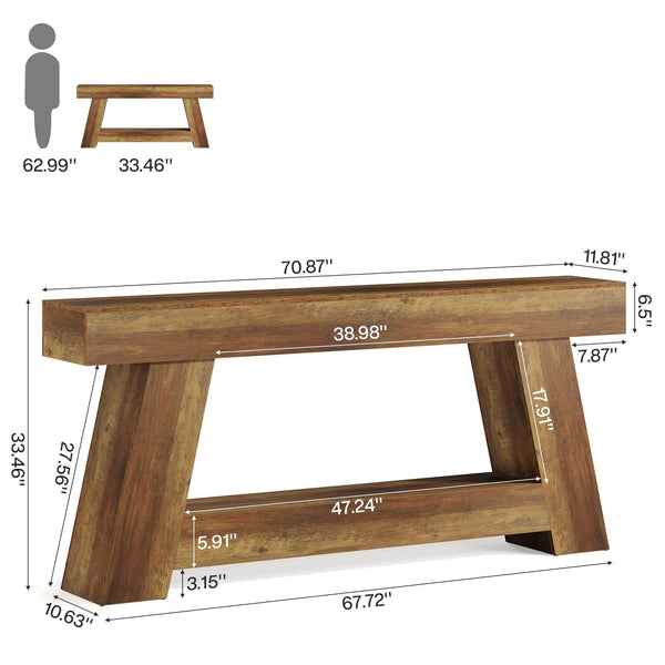 Farmhouse Console Table 70.9" with 2-Tier Storage
