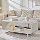 2-Tier Coffee Table with Storage Shelf | Curved Profile, Engineered Wood