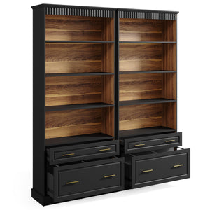 72-Inch Tall Narrow Bookshelf with 2 Drawers, 5-Tier Floor Standing Bookcase