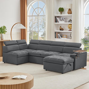 U-Shaped Sectional Sleeper Sofa with Pull-Out Bed