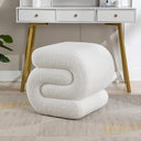 S-Shaped Sherpa Vanity Ottoman Stool