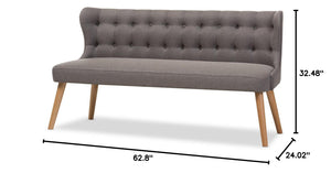 Grey Fabric 3-Seater Settee Bench