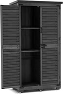 Outdoor Wood Storage Cabinet with Lockable Doors – 63 Inch Vertical Garden Shed