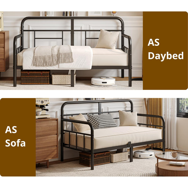 Twin Metal Daybed Frame with Headboard