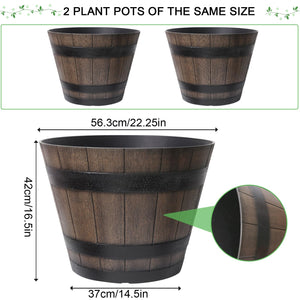 Large Plastic Whiskey Barrel Planters 2 Pack