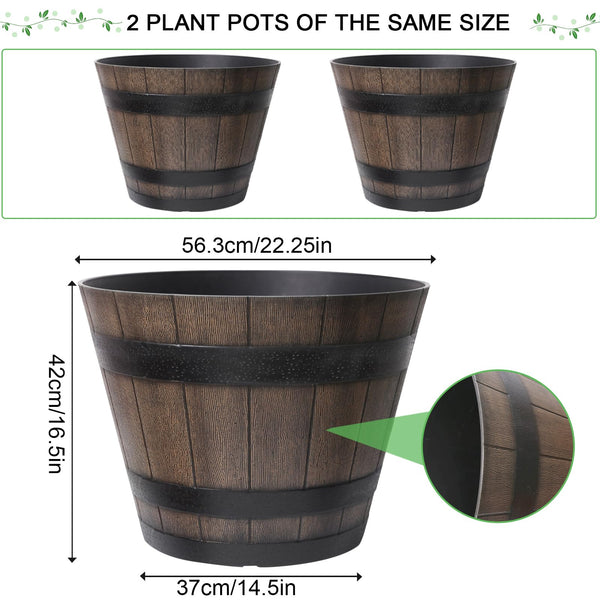 Large Plastic Whiskey Barrel Planters 2 Pack