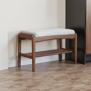 Black Walnut Shoe Bench with Cushion