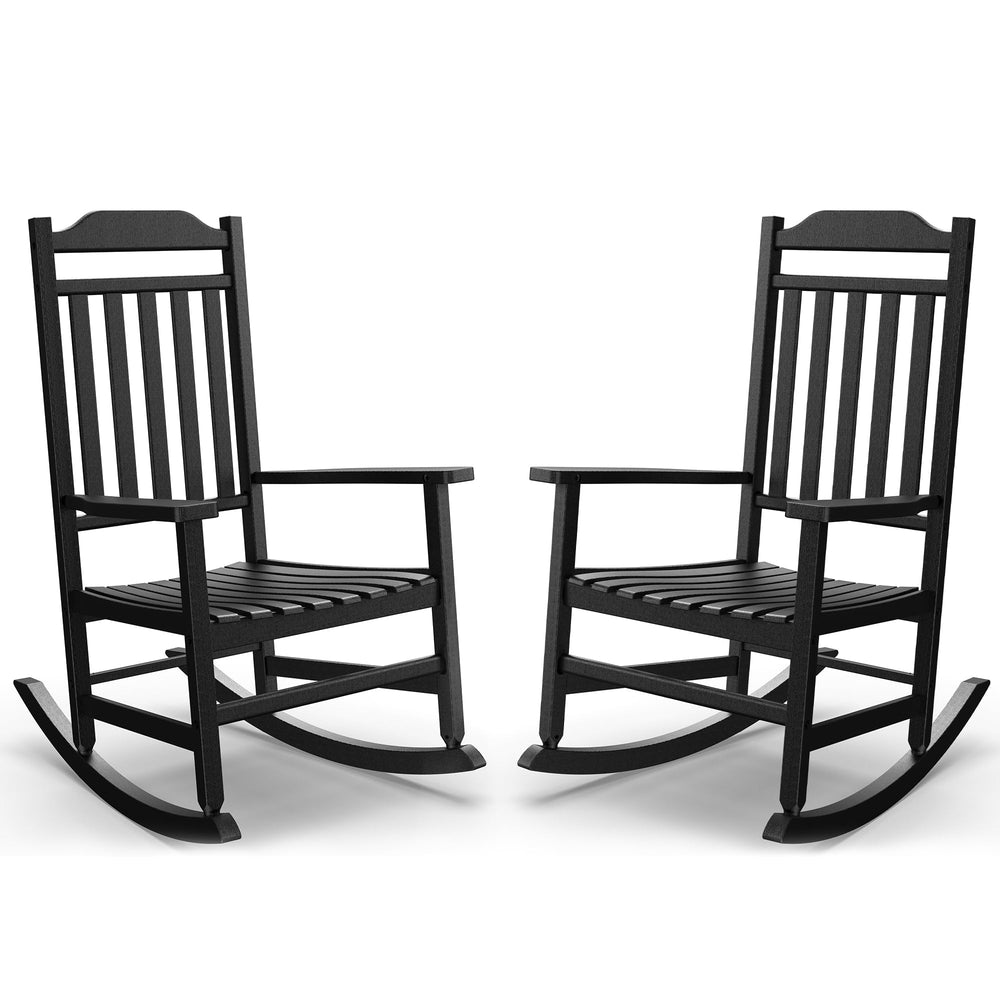 Outdoor Resin Rocking Chair Set of 2 – High Back Porch Rocker