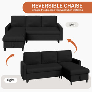 L-Shaped Convertible Sleeper Sofa with Storage Chaise