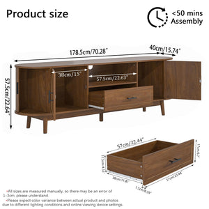 Fluted TV Stand with Drawers & Sliding Doors