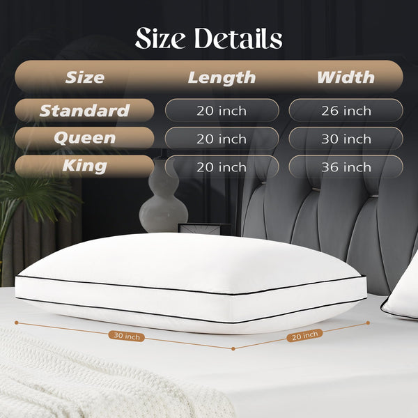 Hotel Collection Down Pillow Set of 2 – Soft Medium Firm Support
