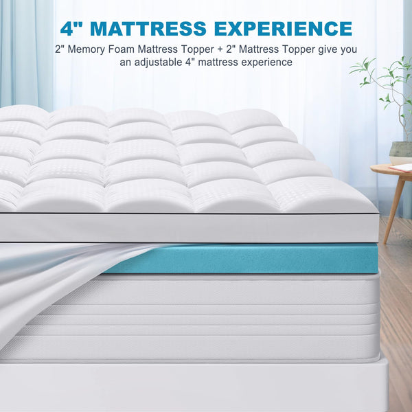 4-Inch Dual Layer Memory Foam Mattress Topper