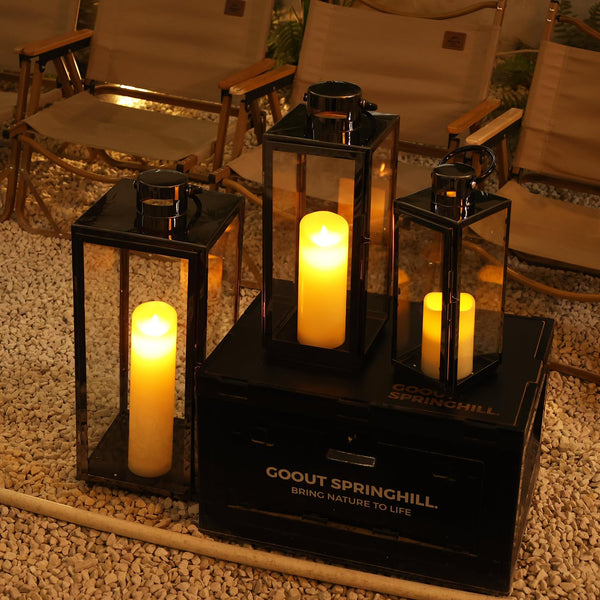 Stainless Steel Outdoor Indoor Candle Lanterns Set of 3